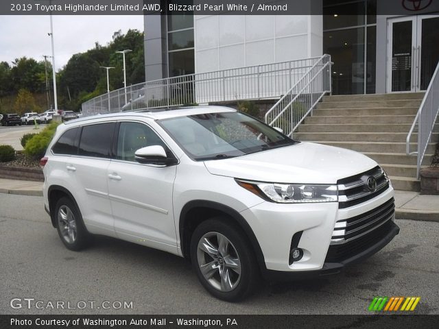 2019 Toyota Highlander Limited AWD in Blizzard Pearl White