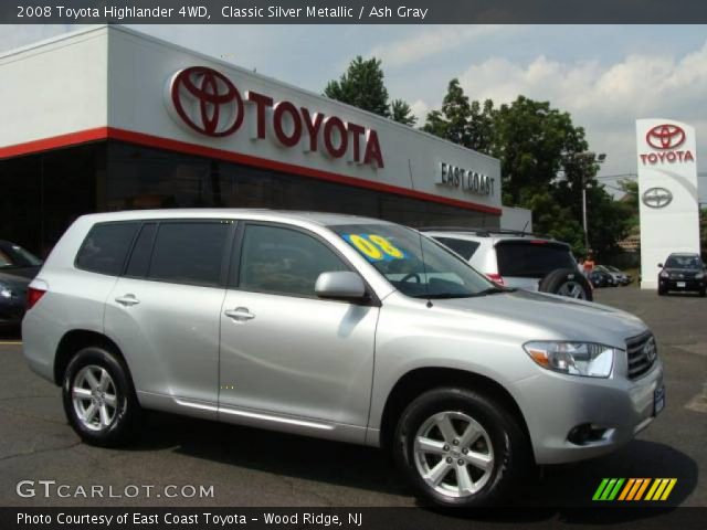 2008 Toyota Highlander 4WD in Classic Silver Metallic