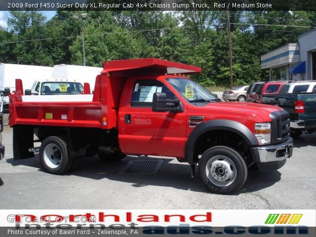 2009 Ford F450 Super Duty XL Regular Cab 4x4 Chassis Dump Truck in Red