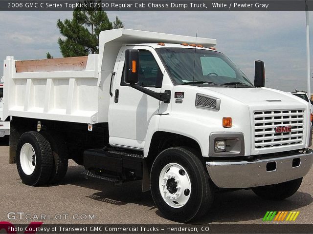 2006 GMC C Series TopKick C7500 Regular Cab Chassis Dump Truck in White