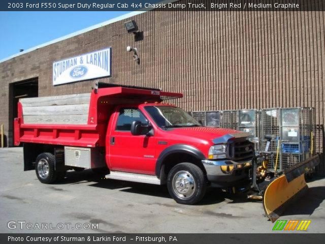 2003 Ford F550 Super Duty Regular Cab 4x4 Chassis Dump Truck in Bright Red