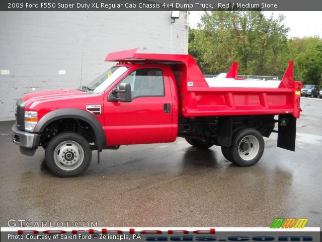 2009 Ford F550 Super Duty XL Regular Cab Chassis 4x4 Dump Truck in Red
