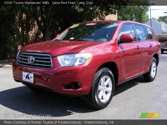 2008 Toyota Highlander 4WD in Salsa Red Pearl