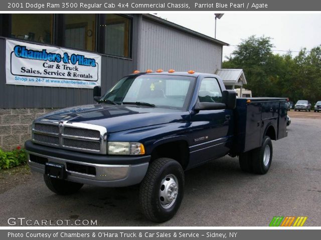 2001 Dodge Ram 3500 Regular Cab 4x4 Commercial Chassis in Parriot Blue Pearl