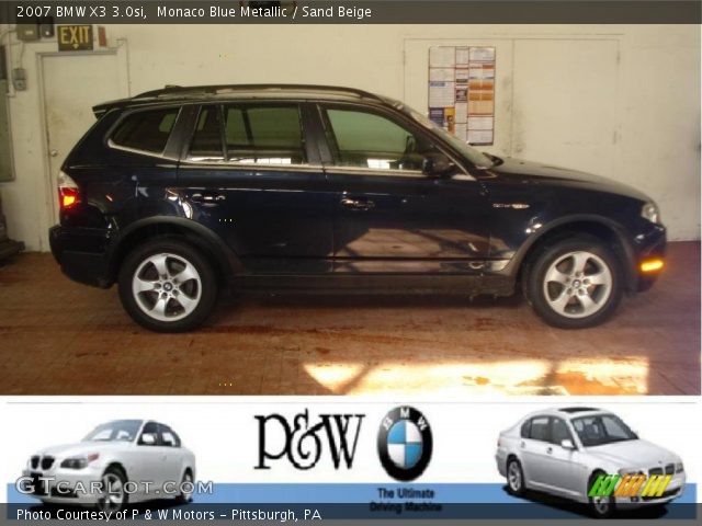 2007 BMW X3 3.0si in Monaco Blue Metallic