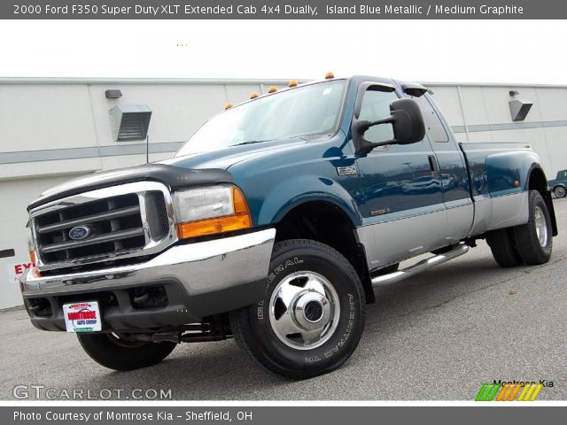 2000 Ford F350 Super Duty XLT Extended Cab 4x4 Dually in Island Blue Metallic