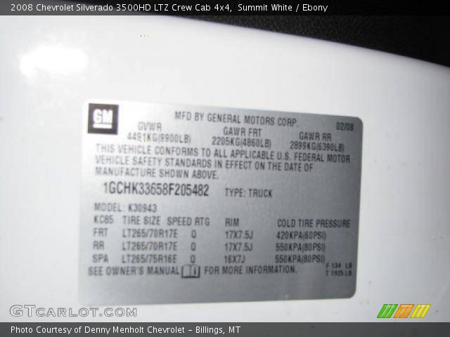 2008 Chevrolet Silverado 3500HD LTZ Crew Cab 4x4 in Summit White