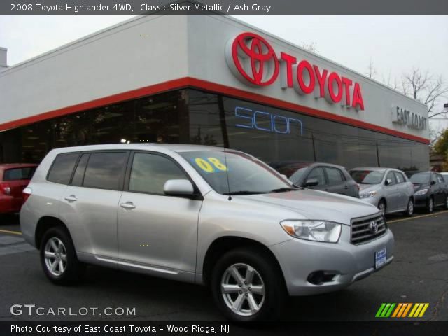 2008 Toyota Highlander 4WD in Classic Silver Metallic