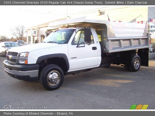 2003 Chevrolet Silverado 3500 Regular Cab 4x4 Chassis Dump Truck in Summit White