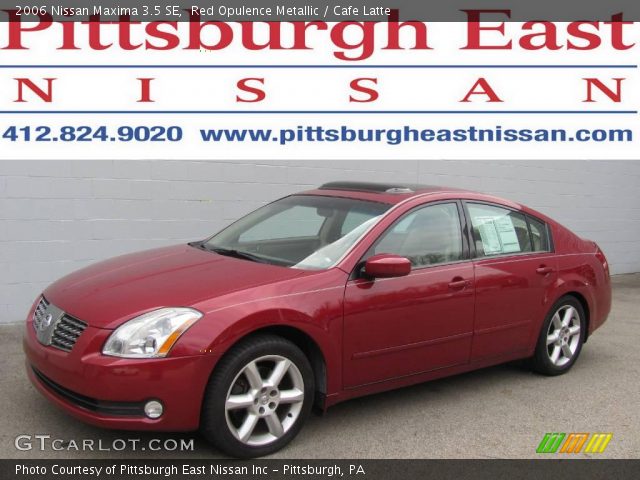 Red Nissan Maxima 2006. Red Opulence Metallic 2006 Nissan Maxima 3.5 SE with Cafe Latte interior