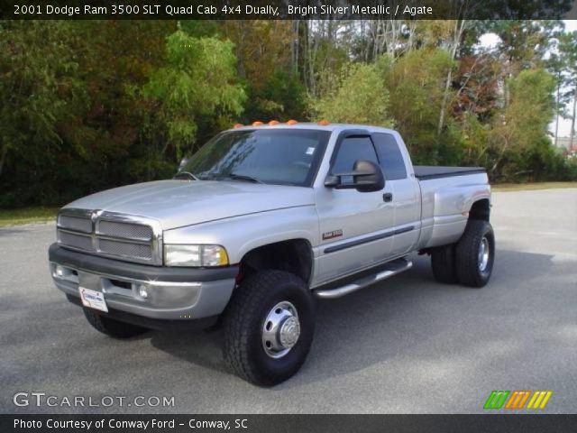 2001 Dodge Ram 3500 SLT Quad Cab 4x4 Dually in Bright Silver Metallic