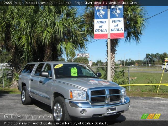 2005 Dodge Dakota Laramie Quad Cab 4x4 in Bright Silver Metallic