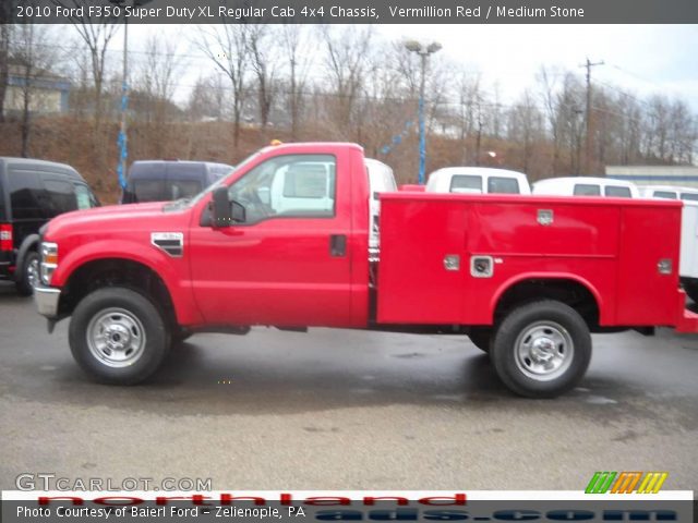 2010 Ford F350 Super Duty XL Regular Cab 4x4 Chassis in Vermillion Red