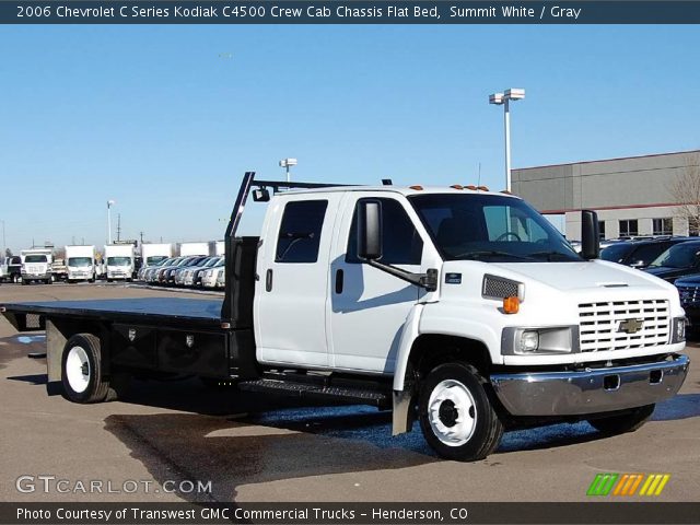 2006 Chevrolet C Series Kodiak C4500 Crew Cab Chassis Flat Bed in Summit White
