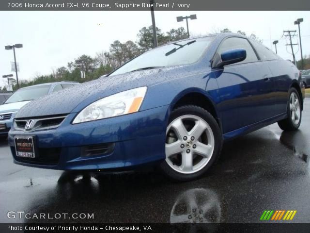 Sapphire Blue Pearl 2006 Honda Accord Ex L V6 Coupe