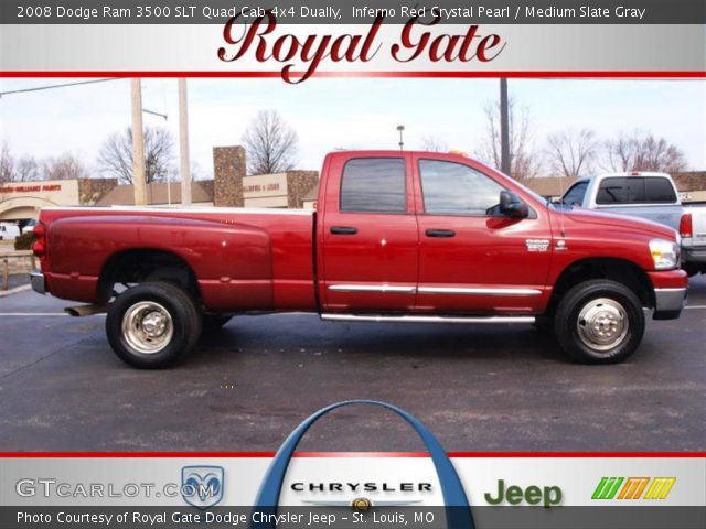 2008 Dodge Ram 3500 SLT Quad Cab 4x4 Dually in Inferno Red Crystal Pearl