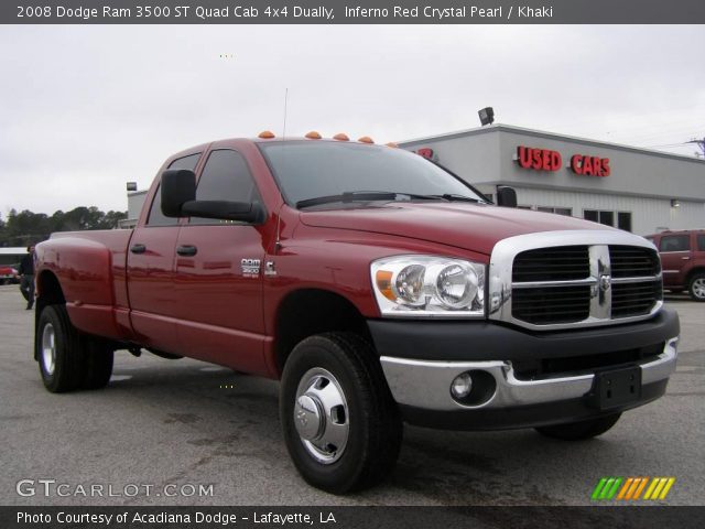 2008 Dodge Ram 3500 ST Quad Cab 4x4 Dually in Inferno Red Crystal Pearl