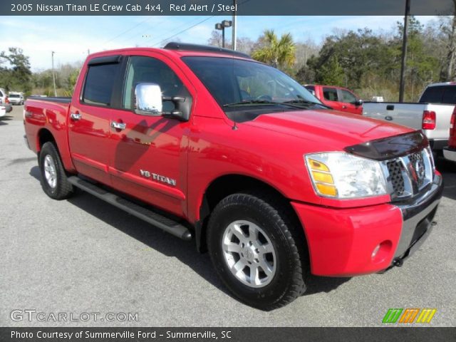 2005 Nissan Titan LE Crew Cab 4x4 in Red Alert