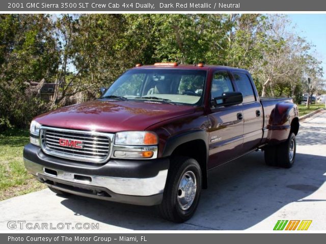2001 GMC Sierra 3500 SLT Crew Cab 4x4 Dually in Dark Red Metallic