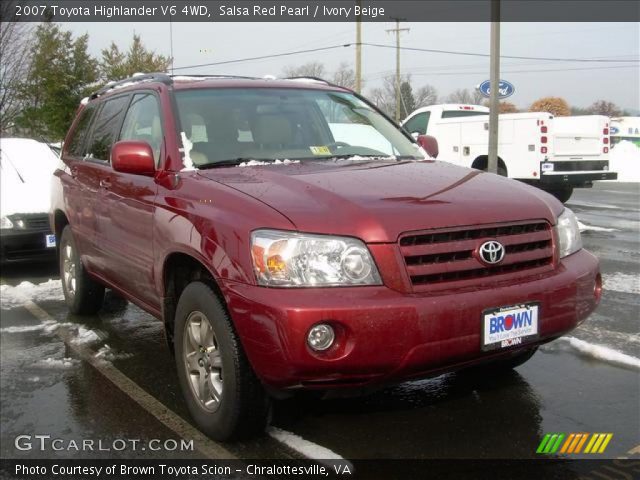 2007 Toyota Highlander V6 4WD in Salsa Red Pearl