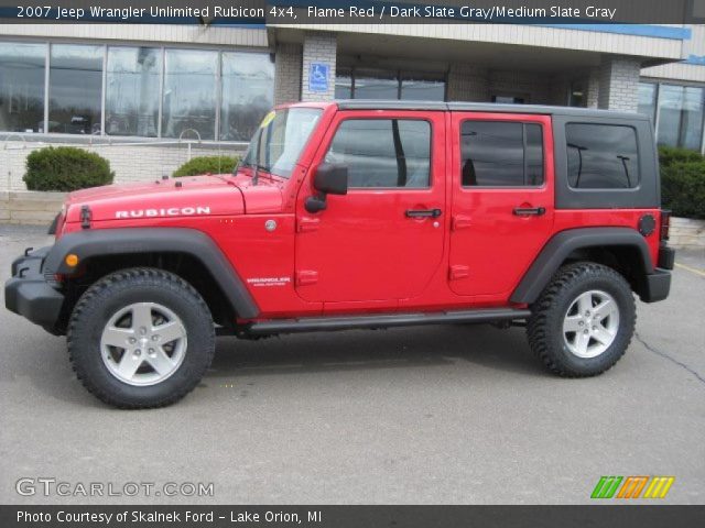 Flame Red 2007 Jeep Wrangler Unlimited Rubicon 4x4 Dark