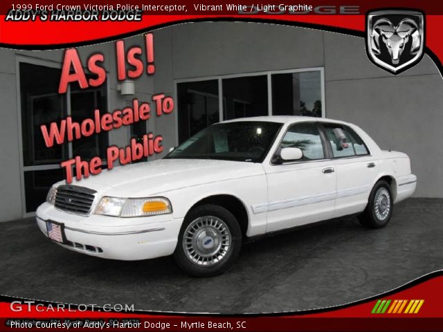 Vibrant White 1999 Ford Crown Victoria Police Interceptor with Light 