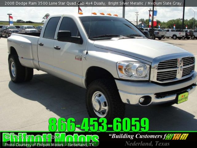 2008 Dodge Ram 3500 Lone Star Quad Cab 4x4 Dually in Bright Silver Metallic