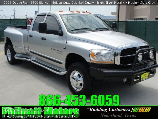 2006 Dodge Ram 3500 Big Horn Edition Quad Cab 4x4 Dually in Bright Silver Metallic