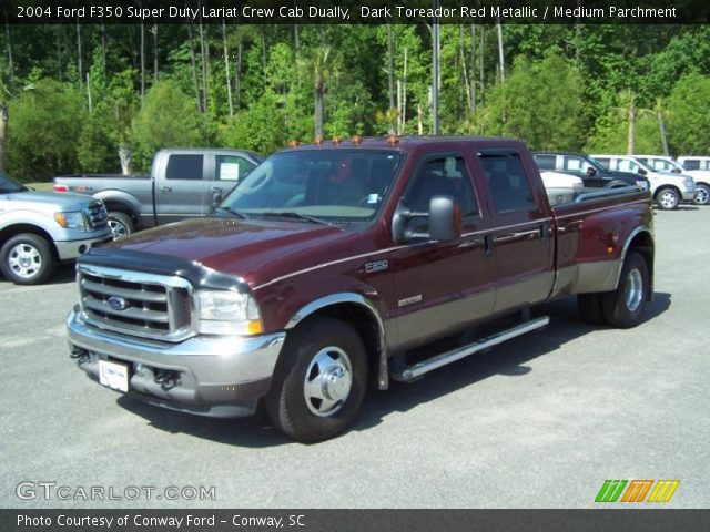 2004 Ford F350 Super Duty Lariat Crew Cab Dually in Dark Toreador Red Metallic