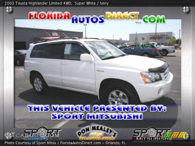 2003 Toyota Highlander Limited 4WD in Super White