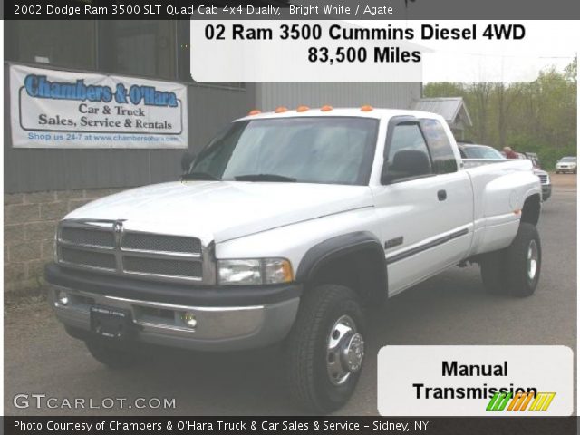 2002 Dodge Ram 3500 SLT Quad Cab 4x4 Dually in Bright White