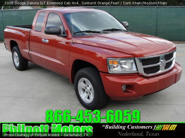 2008 Dodge Dakota SLT Extended Cab 4x4 in Sunburst Orange Pearl