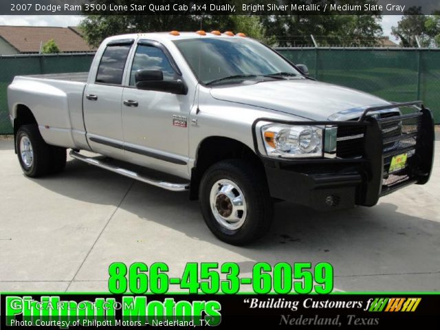 2007 Dodge Ram 3500 Lone Star Quad Cab 4x4 Dually in Bright Silver Metallic