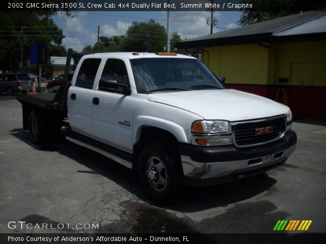2002 GMC Sierra 3500 SL Crew Cab 4x4 Dually Flat Bed in Summit White