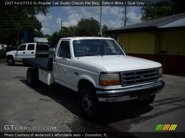 1997 Ford F350 XL Regular Cab Dually Chassis Flat Bed in Oxford White