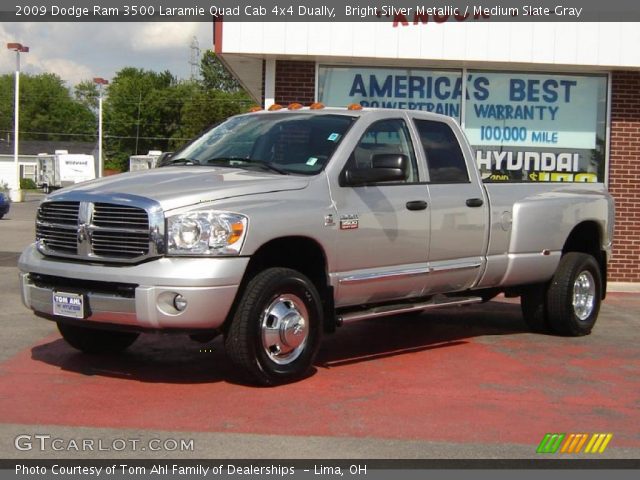 2009 Dodge Ram 3500 Laramie Quad Cab 4x4 Dually in Bright Silver Metallic