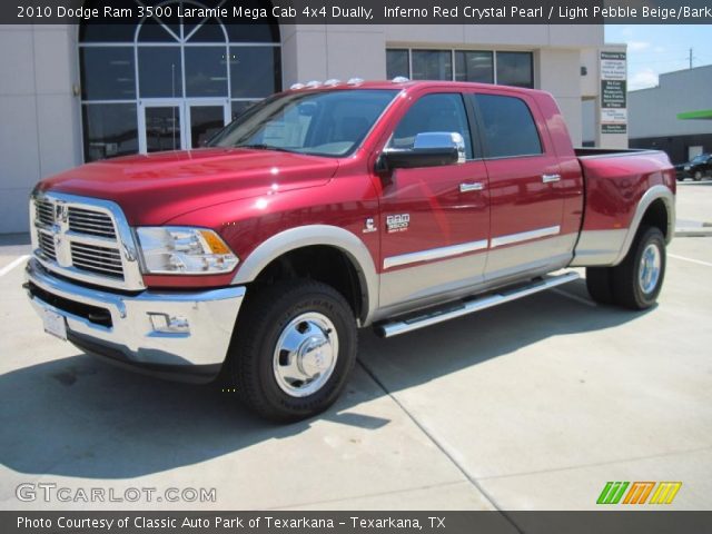 2010 Dodge Ram 3500 Laramie Mega Cab 4x4 Dually in Inferno Red Crystal Pearl