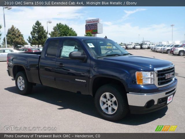 2010 GMC Sierra 1500 SLE Extended Cab 4x4 in Midnight Blue Metallic