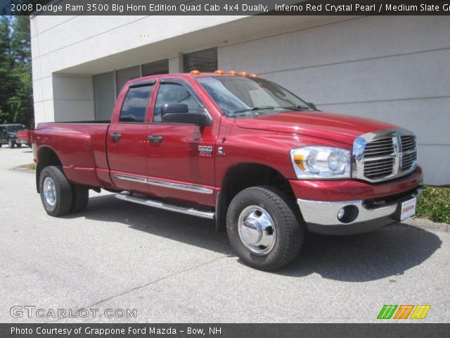 2008 Dodge Ram 3500 Big Horn Edition Quad Cab 4x4 Dually in Inferno Red Crystal Pearl