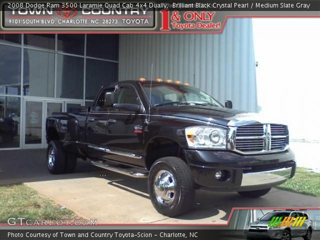 2008 Dodge Ram 3500 Laramie Quad Cab 4x4 Dually in Brilliant Black Crystal Pearl
