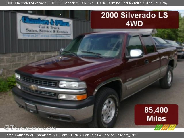 2000 Chevrolet Silverado 1500 LS Extended Cab 4x4 in Dark Carmine Red Metallic