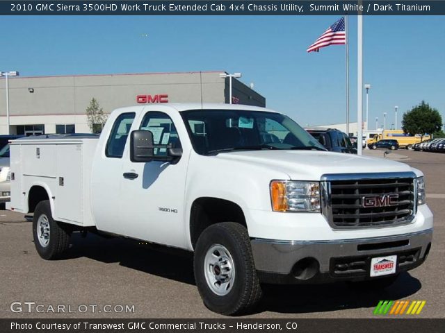 2010 GMC Sierra 3500HD Work Truck Extended Cab 4x4 Chassis Utility in Summit White