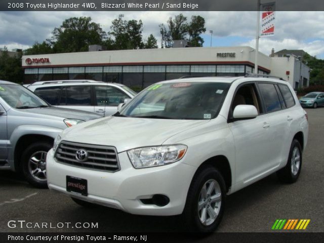 2008 Toyota Highlander 4WD in Blizzard White Pearl