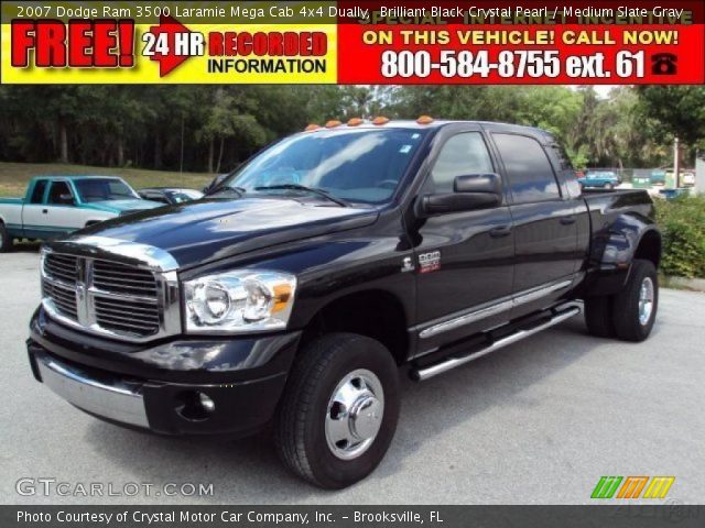 2007 Dodge Ram 3500 Laramie Mega Cab 4x4 Dually in Brilliant Black Crystal Pearl