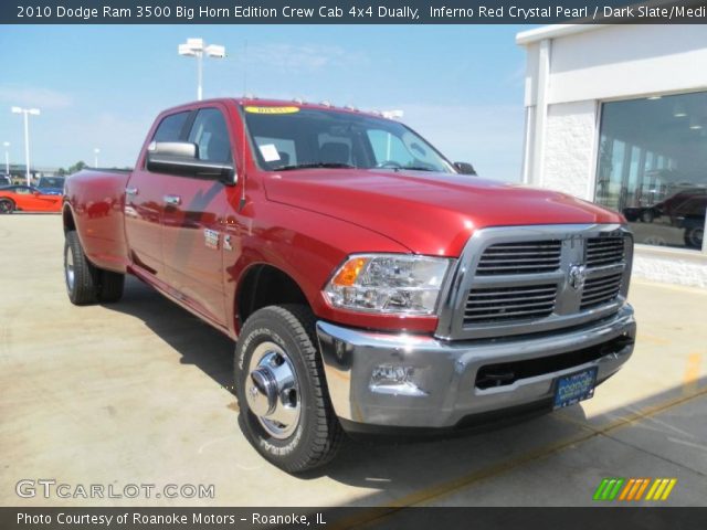 2010 Dodge Ram 3500 Big Horn Edition Crew Cab 4x4 Dually in Inferno Red Crystal Pearl