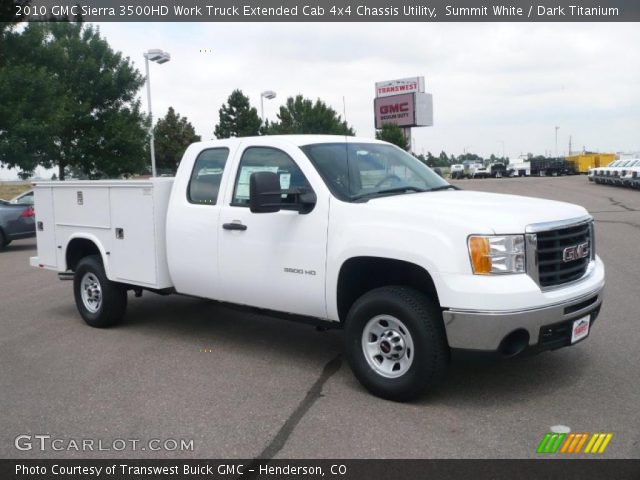 2010 GMC Sierra 3500HD Work Truck Extended Cab 4x4 Chassis Utility in Summit White