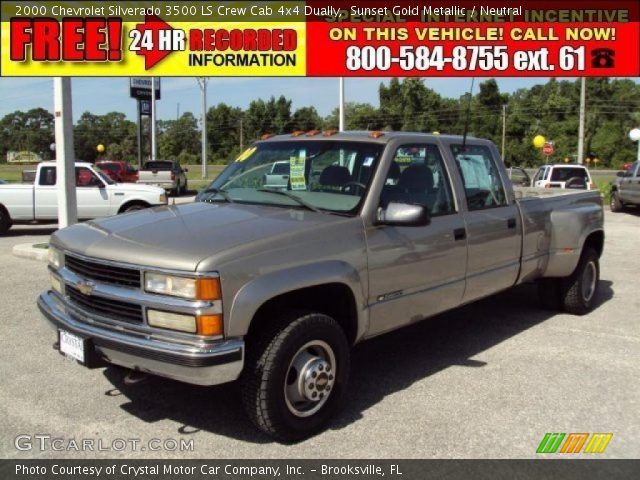 2000 Chevrolet Silverado 3500 LS Crew Cab 4x4 Dually in Sunset Gold Metallic