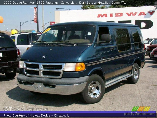 Dark Spruce Metallic 1999 Dodge Ram Van 1500 Passenger