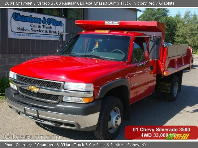 2001 Chevrolet Silverado 3500 Regular Cab 4x4 Chassis Dump Truck in Victory Red