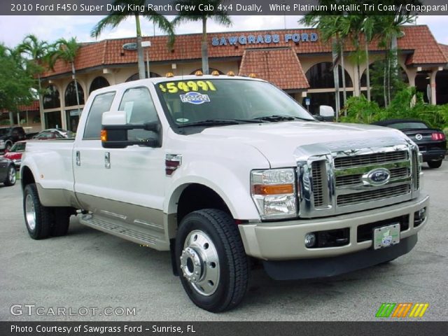 2010 Ford F450 Super Duty King Ranch Crew Cab 4x4 Dually in White Platinum Metallic Tri Coat